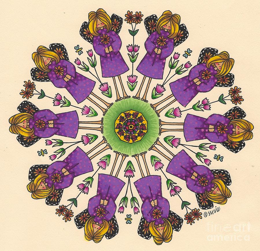 900x868 Kaleidoscope Whimsical May Angels Drawing - Kaleidoscope Drawing