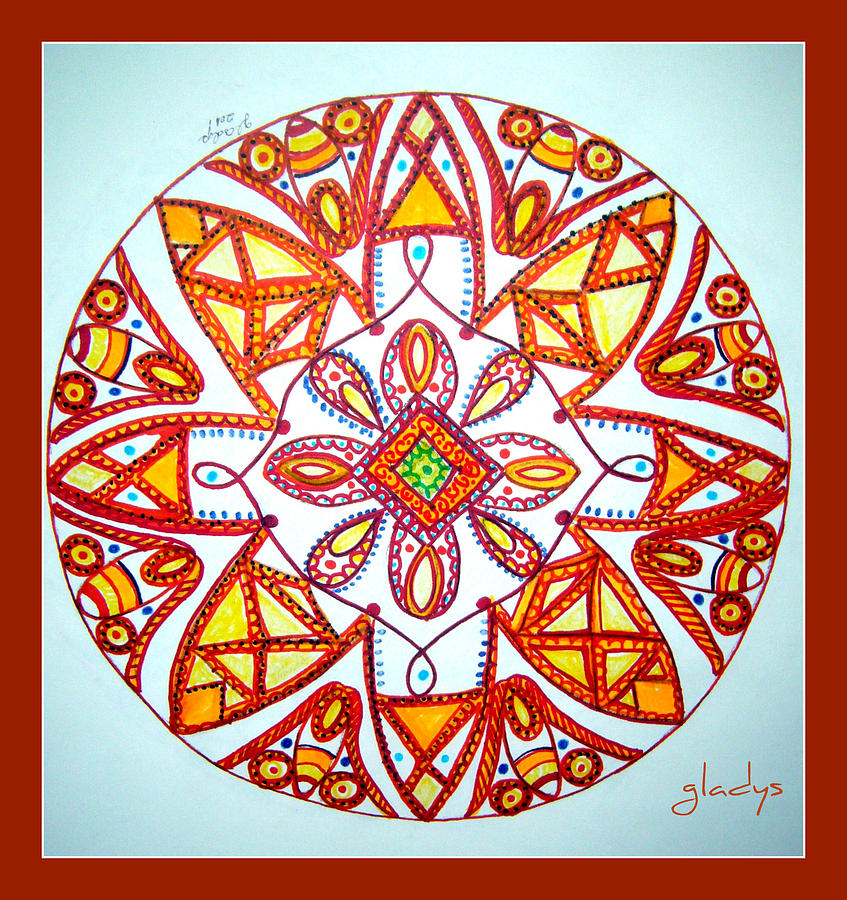 847x900 Orange Kaleidoscope Drawing - Kaleidoscope Drawing