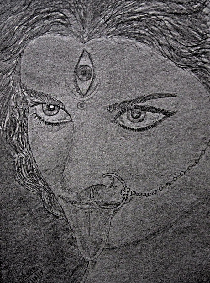 670x900 kalratri drawing - Kali Drawing