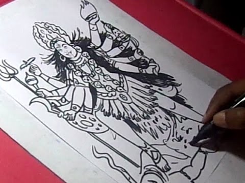 480x360 how to draw goddess bhadrakaali matha drawing - Kali Drawing