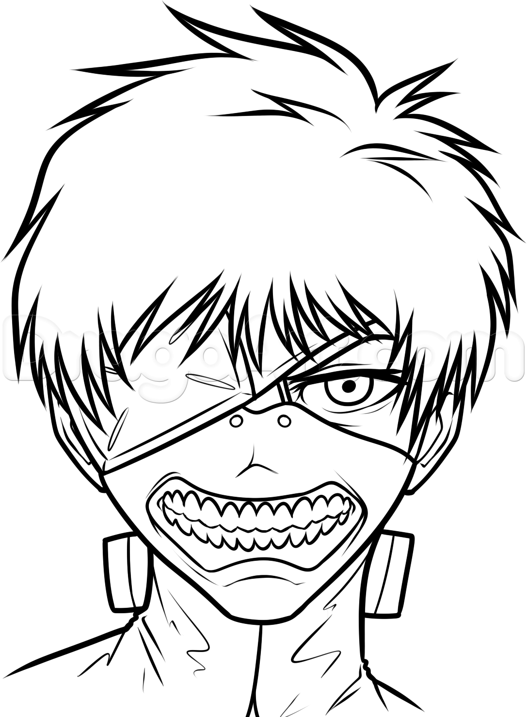 1087x1478 how to draw kaneki ken from tokyo ghoul, step - Kaneki Ken Drawing