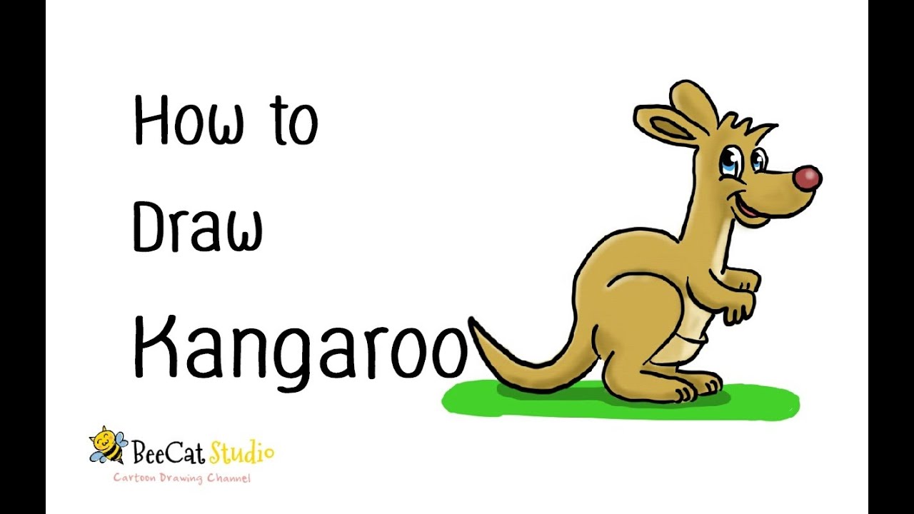 1280x720 How To Draw A Cute Cartoon Kangaroo Draw Animal - Kangaroo Cartoon Drawing