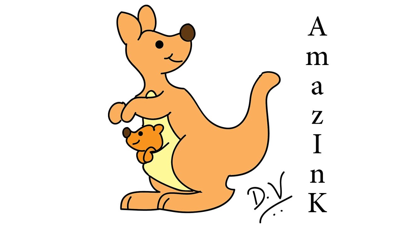 1280x720 Learn How To Draw A Kangaroo With Baby - Kangaroo Drawing