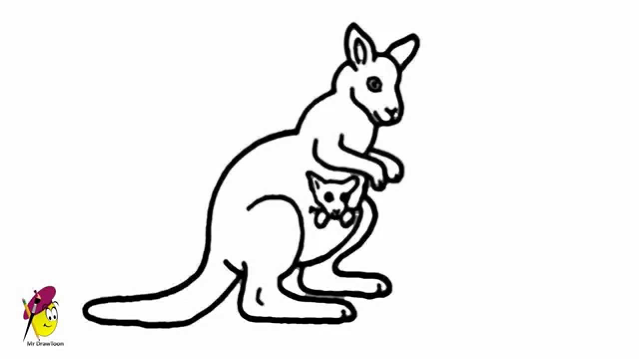 1280x720 Australian Kangaroo With A Kid - Kangaroo Drawing