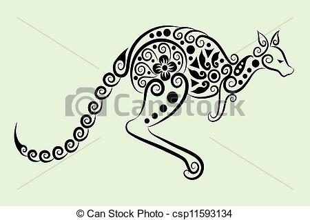 450x319 Decorative Kangaroo Ornament Kangaroo Drawing With Floral - Kangaroo Drawing