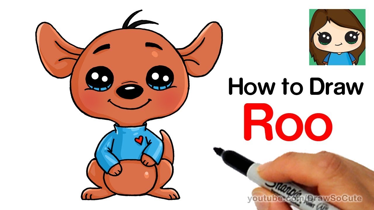 1280x720 How To Draw Roo Kangaroo Easy Winnie The Pooh - Kangaroo Drawing Easy