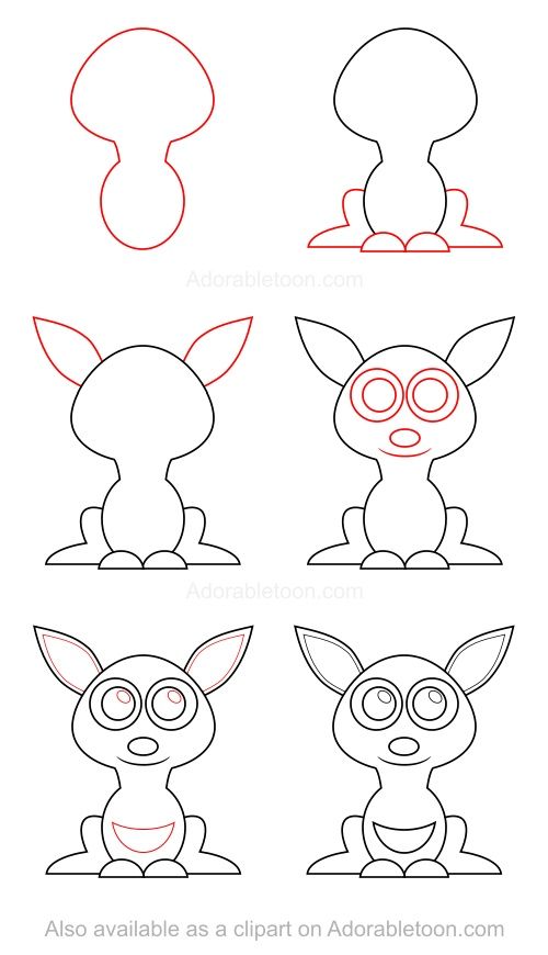 500x870 En Doodling Animals Drawings, Kangaroo - Kangaroo Drawing Easy