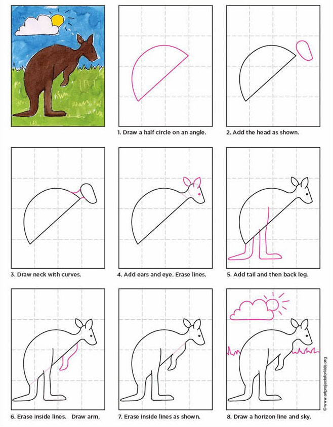 658x844 Draw A Kangaroo Art Projects For Kids - Kangaroo Drawing Easy
