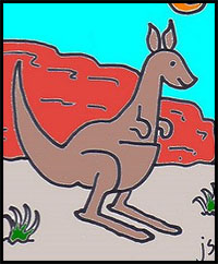200x242 How To Draw The Kangaroos Drawing Tutorials Drawing How - Kangaroo Drawing For Kids