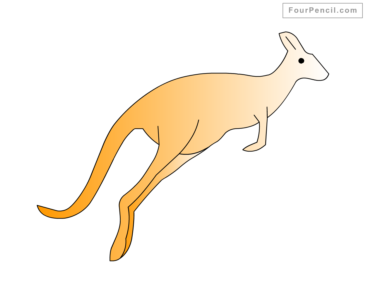 1250x1032 How To Draw Kangaroo For Kids Step - Kangaroo Drawing For Kids