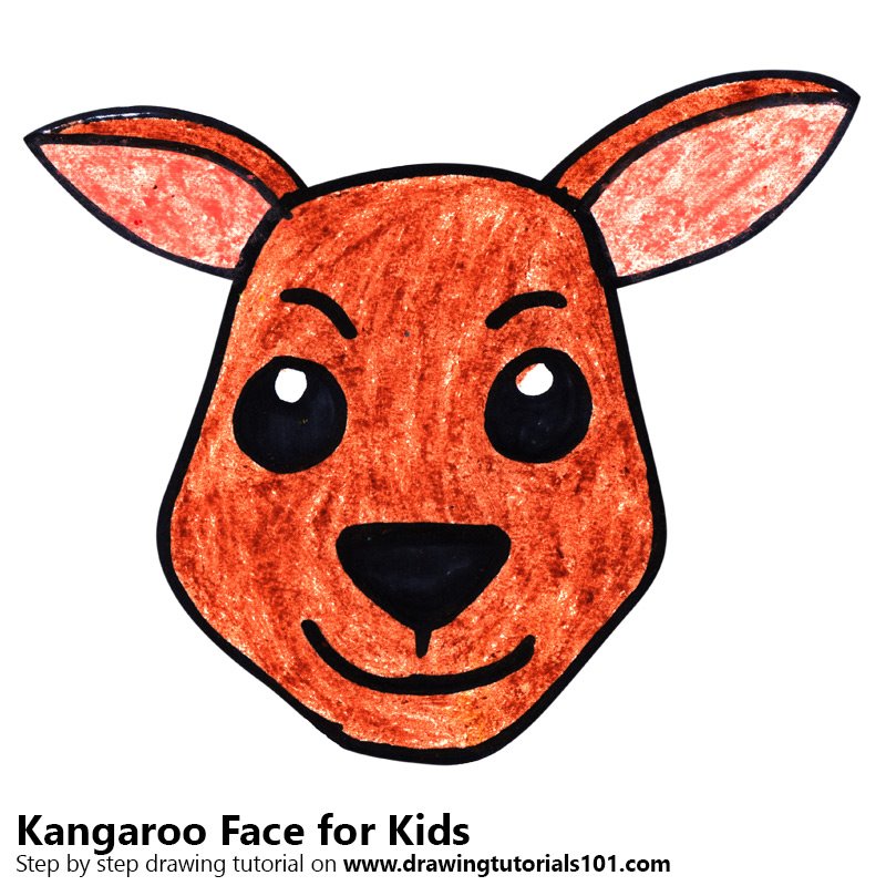 800x800 Learn How To Draw A Kangaroo Face For Kids - Kangaroo Drawing For Kids
