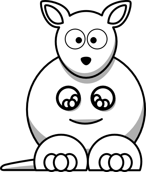 504x593 Kangaroo, Drawing, White, Transparent Png Image Clipart Free - Kangaroo Outline Drawing