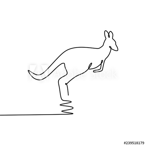 500x500 One Line Drawing Of A Kangaroo Vector Illustration - Kangaroo Outline Drawing