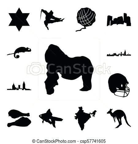 450x470 Set Of Gorilla Kangaroo Outline On White Background Set Of Gorilla - Kangaroo Outline Drawing