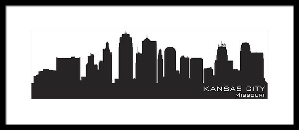 600x262 kansas city missouri city skyline silhouette framed print - Kansas City Skyline Drawing