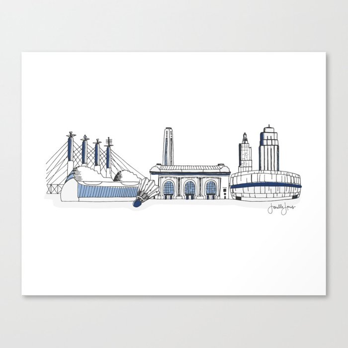 700x700 kansas city skyline illustration in sporting kc colors canvas - Kansas City Skyline Drawing