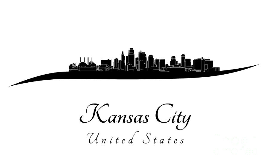 900x553 kansas city skyline in black painting - Kansas City Skyline Drawing