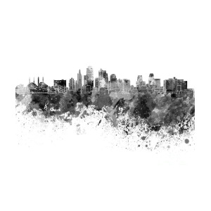 300x300 kansas city skyline in black watercolor on white background - Kansas City Skyline Drawing
