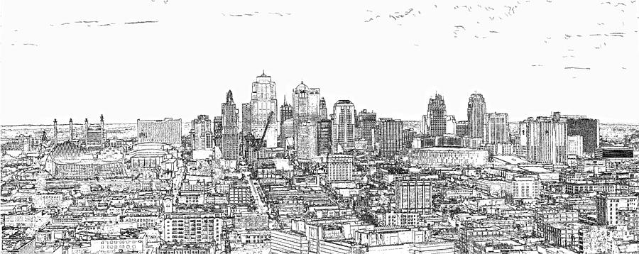 900x358 kansas city skyline line photograph - Kansas City Skyline Drawing
