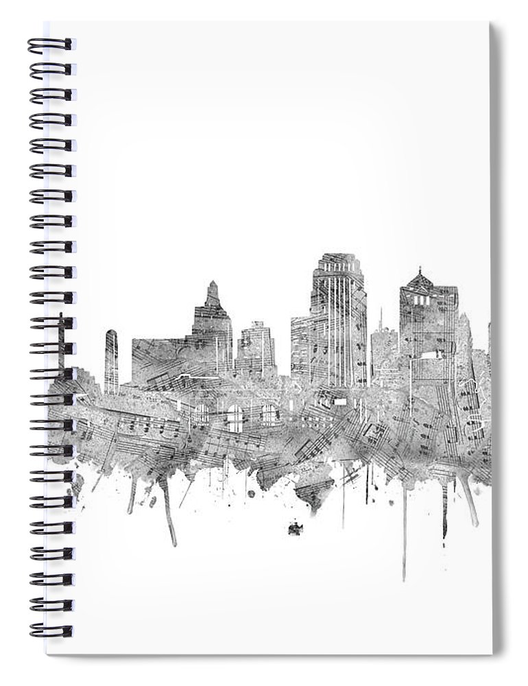 770x1000 kansas city skyline music notes spiral notebook for sale - Kansas City Skyline Drawing