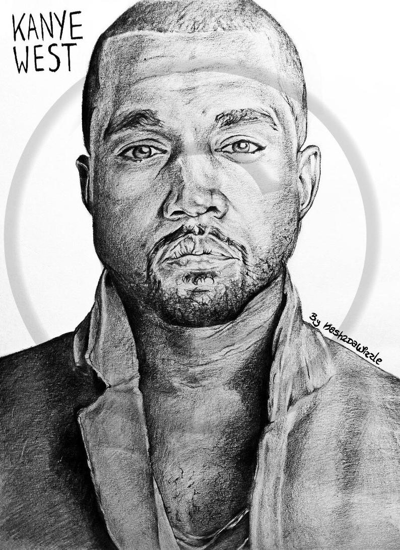 794x1092 Kanye West Drawing Portrait Etsy - Kanye West Drawing