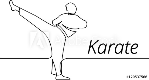 500x269 Continuous Line Drawing Of Karate Athlete - Karate Drawing