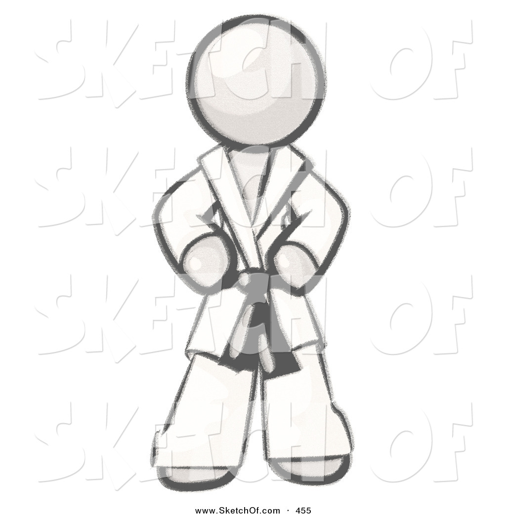 1024x1044 Drawing Of A Sketched Design Mascot Person In A White Karate Suit - Karate Drawing