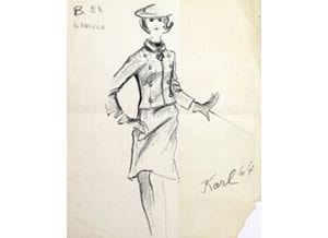 300x218 Karl Lagerfeld Auctions Sketches - Karl Lagerfeld Drawings