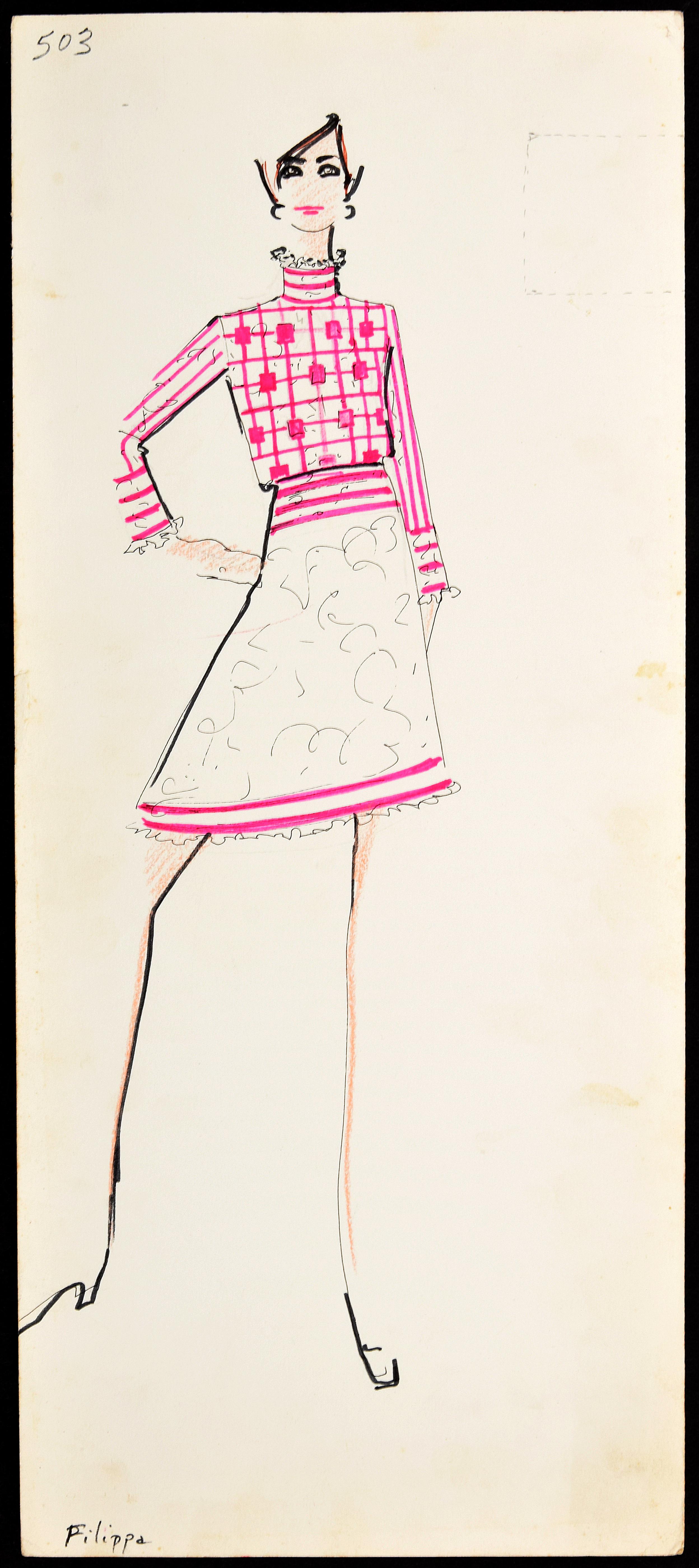 2496x5600 Original Karl Lagerfeld Fashion Drawings, Circa - Karl Lagerfeld Drawings