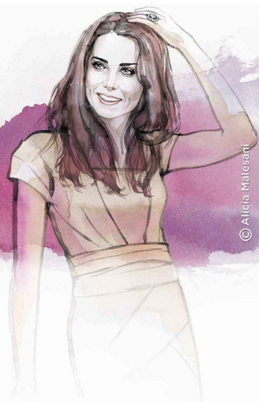 506x784 Portrait Illustration Artist Modern Portrait Artists Nyc - Kate Middleton Drawing