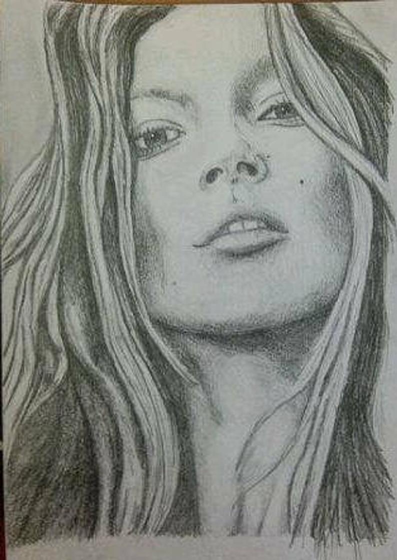 794x1120 kate moss drawing etsy - Kate Moss Drawing