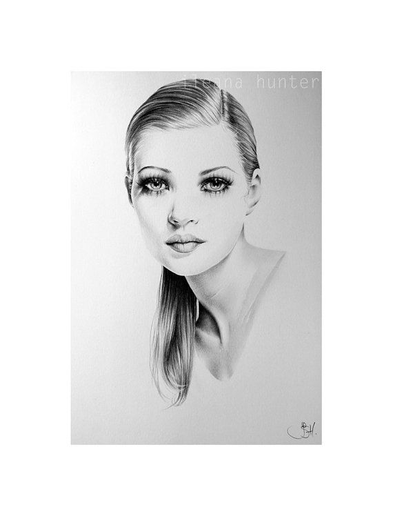 570x748 kate moss original pencil drawing minimalism fine art portrait - Kate Moss Drawing
