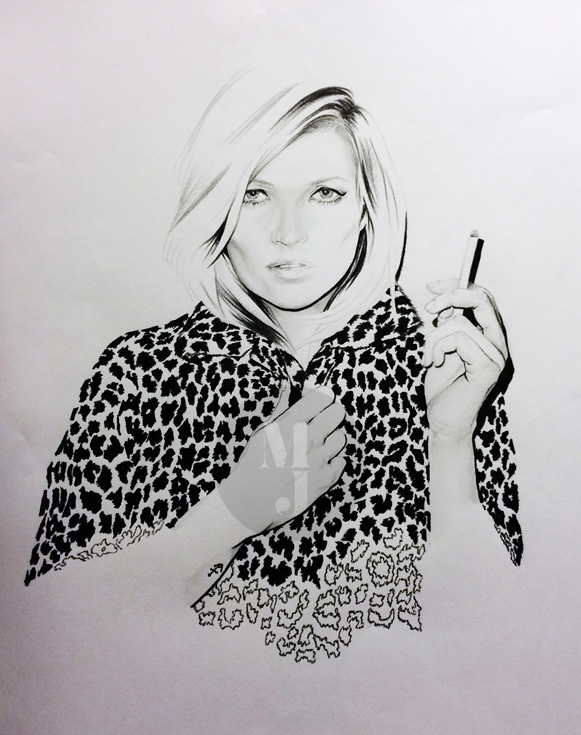581x735 kate moss on behance - Kate Moss Drawing