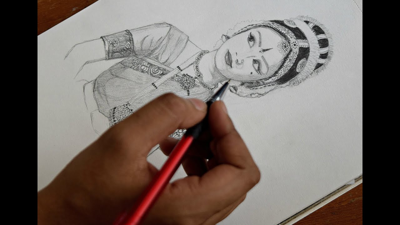 1280x720 Pencil Sketch - Kathak Drawing