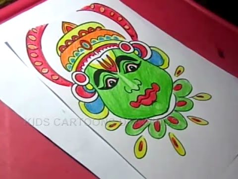 480x360 How To Draw Happy Onam Festival Drawing For Kids Step - Kathakali Drawing