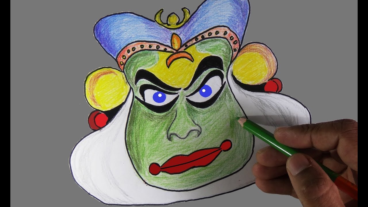 1280x720 How To Draw A Kathakali Face - Kathakali Drawing
