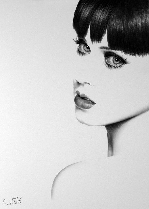 570x801 Katy Perry Pencil Drawing Fine Art Portrait Signed Print Etsy - Katy Perry Drawing