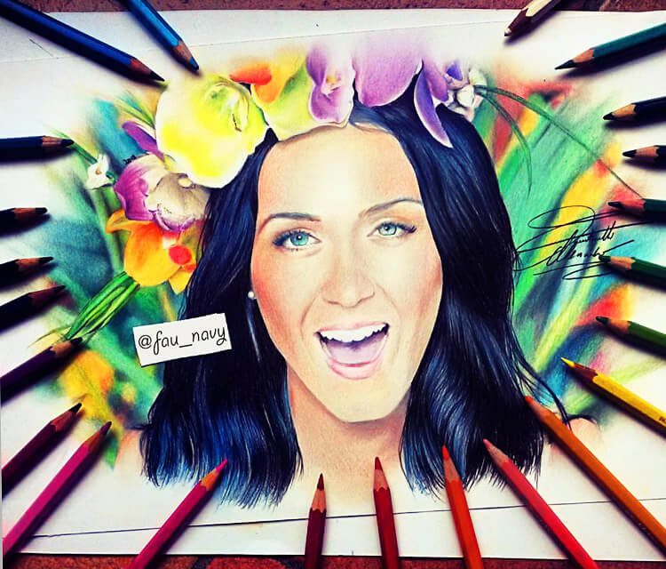 750x640 Katy Perry Color Drawing - Katy Perry Drawing