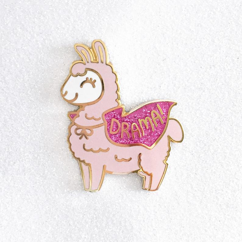 794x794 drama llama hard enamel pin kawaii alpaca glitter funny etsy - Kawaii Alpaca Drawing