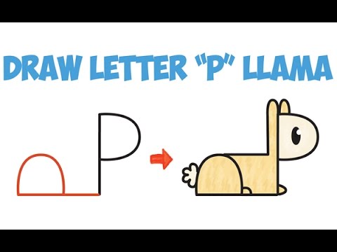 480x360 how to draw cute cartoon llama alpaca from letters easy step - Kawaii Alpaca Drawing