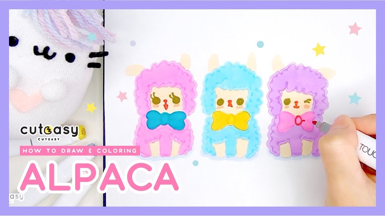 1280x720 how to draw kawaii alpaca easy drawing and coloring - Kawaii Alpaca Drawing