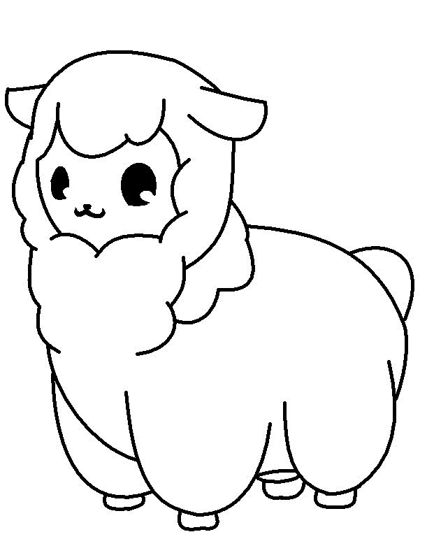 621x781 Llama Lineart Free Download - Kawaii Alpaca Drawing
