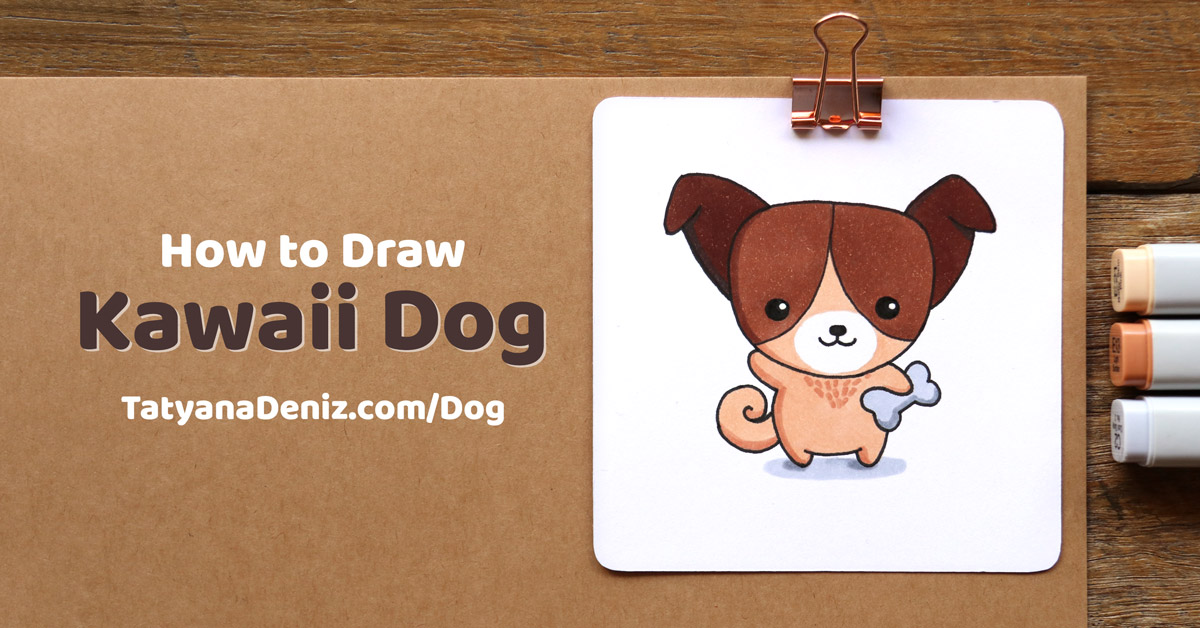 1200x628 How To Draw Kawaii Dog With A Simple Step - Kawaii Dog Drawing