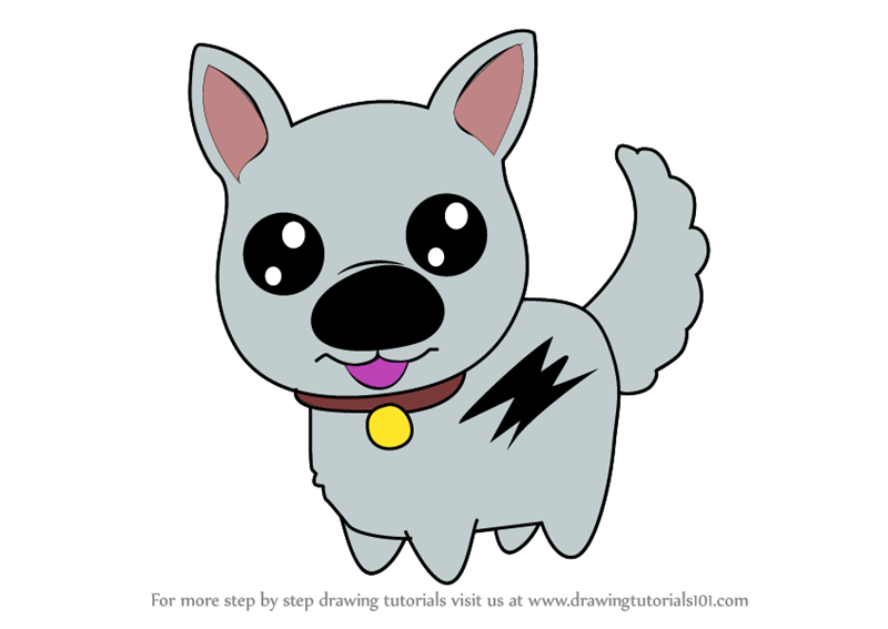 800x567 Learn How To Draw Kawaii Bolt The Dog - Kawaii Dog Drawing