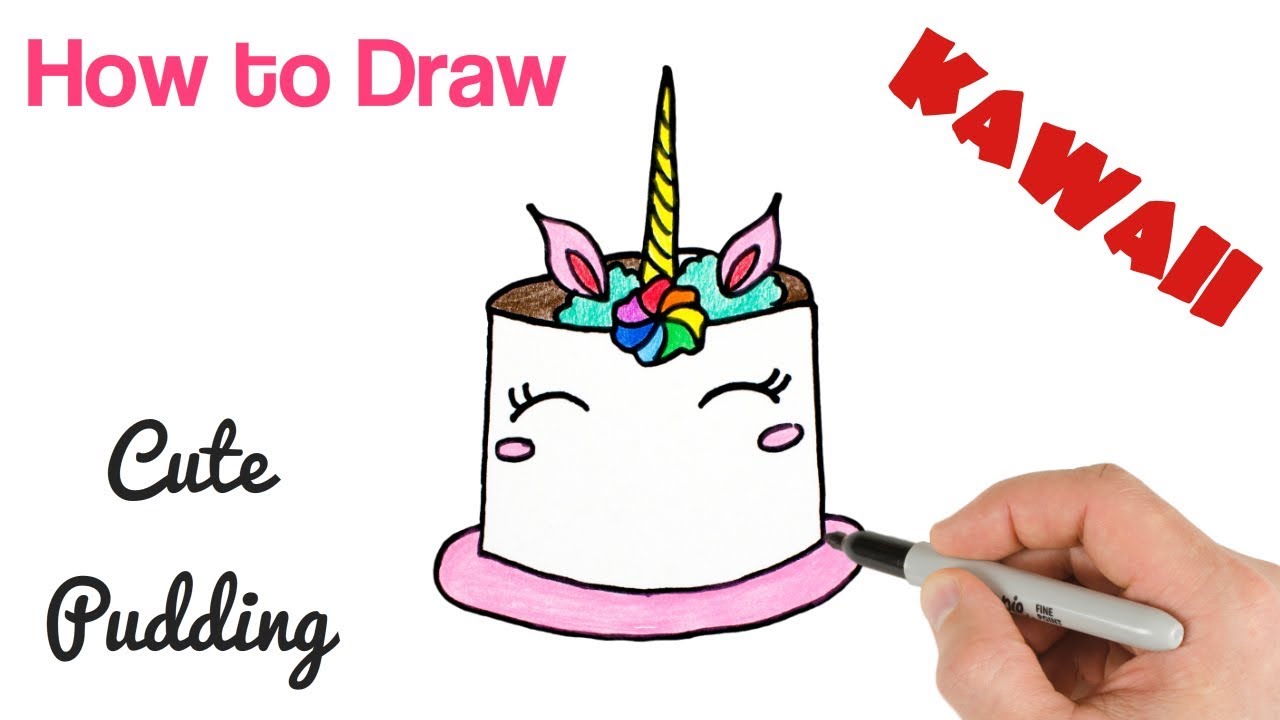 1280x720 how to draw kawaii food unicorn pudding - Kawaii Food Drawings