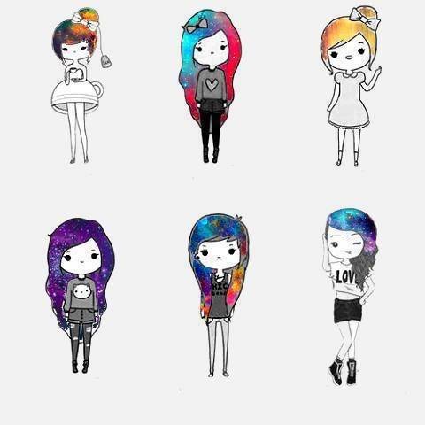 480x480 Galaxy Purple Kawaii Girl Drawings Easy - Kawaii Girl Drawings