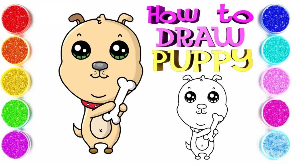 1024x576 How To Draw A Cute Puppy Kawaii Dog Coloring Book - Kawaii Puppy Drawing