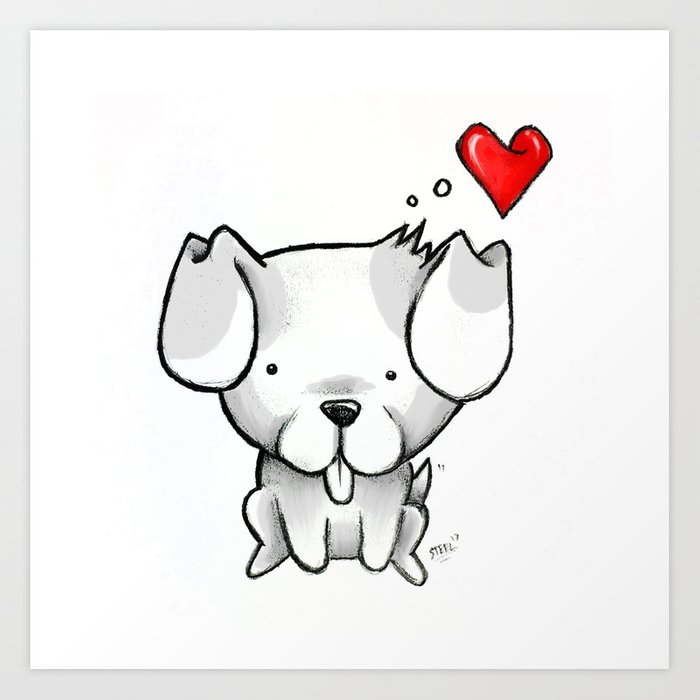 700x700 Cute Kawaii Puppy Dog Art Print - Kawaii Puppy Drawing