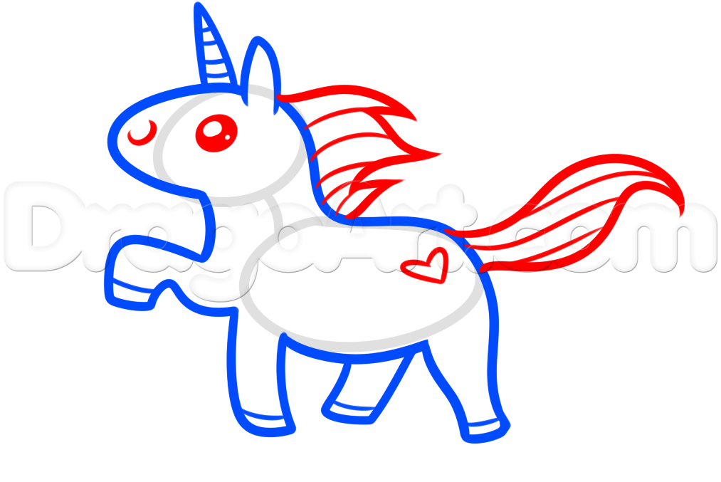 1013x677 How To Draw A Kawaii Unicorn, Step - Kawaii Unicorn Drawing