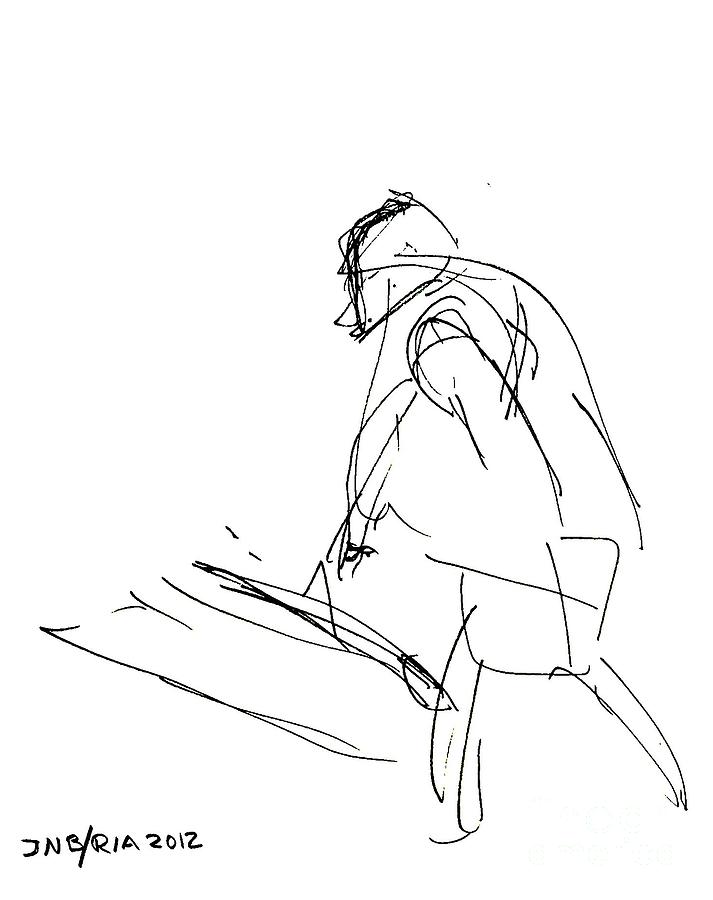 713x900 Man With Kayak Drawing - Kayak Drawing